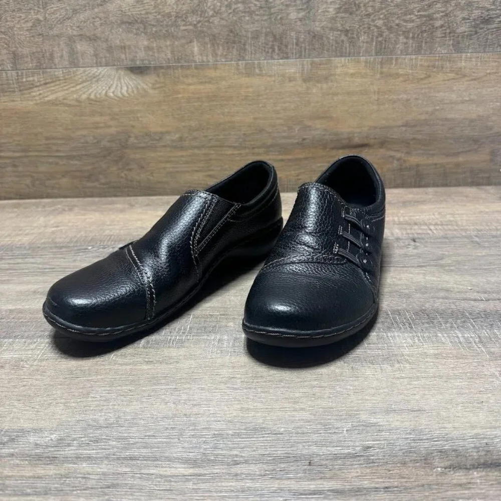 Clarks Ashland Effie Black Leather Comfort Shoes Women's Size 10